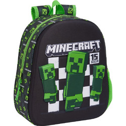 Safta Minecraft 3D Σχολική Τσάντα Πλάτης Νηπιαγωγείου Μαύρη Πράσινη 622478890
