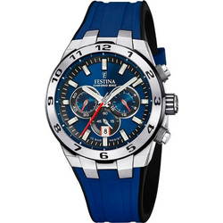 Festina Ανδρικό Ρολόι Χρονογράφος με Μπλε Καουτσούκ Λουράκι F20671/1