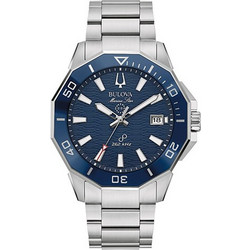 Bulova Marine Star Ανδρικό Ρολόι με Ασημί Μεταλλικό Μπρασελέ 96B433
