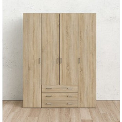 InsideHome Τετράφυλλη Ντουλάπα Ρούχων Space Δρυς 154x49.5x200.4cm 0181.TV12