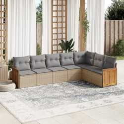 vidaXL Σετ Σαλόνι Κήπου Rattan 7τμχ Μπεζ 3227711