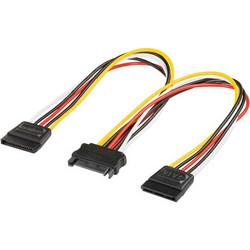 Goobay 95114 Καλώδιο Τροφοδοσίας 15-Pin SATA Male to 2 x 15-Pin SATA Female 0.2m Multicolor