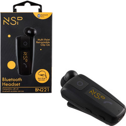 NSP BN221 Ακουστικό Bluetooth In Ear Πέτου Black