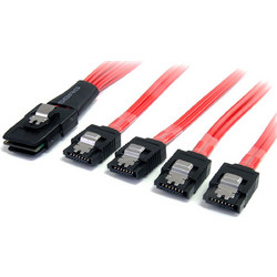 StarTech SAS8087S4100 Καλώδιο Σκληρού Δίσκου SAS to 4 x 7-Pin SATA III 1m Red