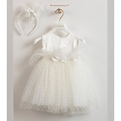 Piccolino Monica Βαπτιστικό Φόρεμα 2τμχ DR21S51-IVORY