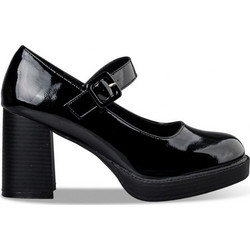 Envie Shoes Mary Jane Γόβες Λουστρίνι με Χοντρό Ψηλό Τακούνι Μπαρέτα & Φιάπα Μαύρες E14-18423-34