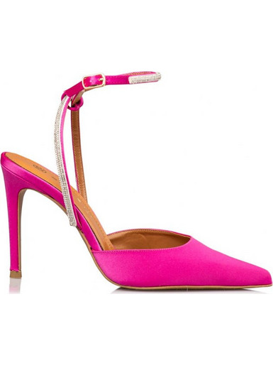 Envie Shoes Γόβες με Τακούνι Στιλέτο Λουράκι & Στρας Φούξια E02-17091