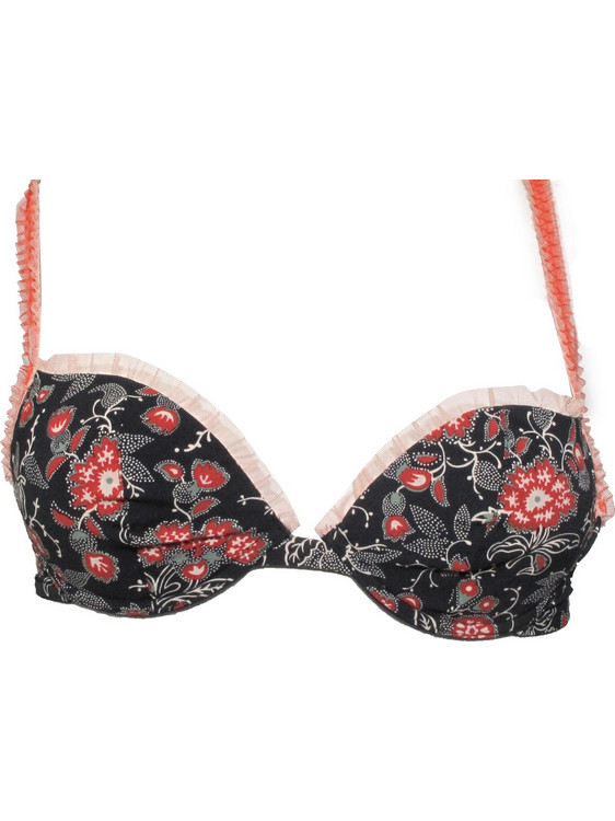 Kenzo Σουτιέν Balconette με Μπανέλα Μαύρο Κόκκινο 178KB-0071