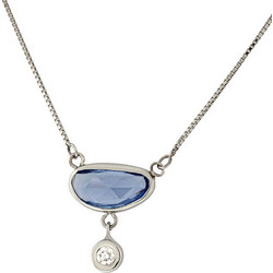 Million Diamonds Γυναικείο Κολιέ Λευκόχρυσα 18K με Διαμάντι & Ζαφείρι MD18847