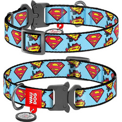 Waudog Superman Metal Κολάρο Σκύλου Γαλάζιο 2x24-40cm