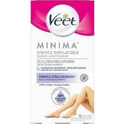 Veet Pure Ταινίες Αποτρίχωσης για Πόδια για Ευαίσθητες Επιδερμίδες 16τμχ