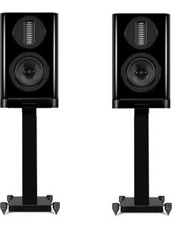 Wharfedale Aura 1 Ζεύγος με Βάσεις Ηχείων Hi-Fi Βιβλιοθήκης 100W 2 Δρόμων High Gloss Black