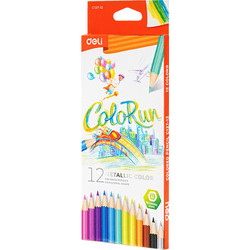 Deli ColoRun Metallic Ξυλομπογιές Σετ 12τμχ