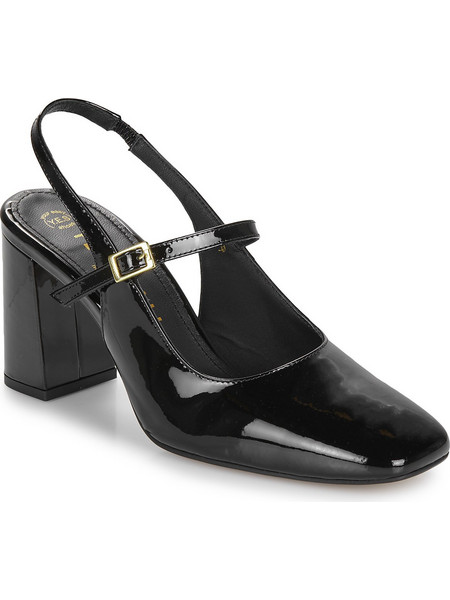 Fericelli NILIA Γόβες Slingback Λουστρίνι με Χοντρό Ψηλό Τακούνι Μαύρες