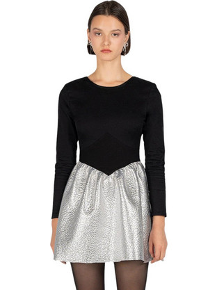 Laagam Mini Φόρεμα για Γάμο / Βάπτιση Μαύρο Ασημί 02LDPFW2315-BLK