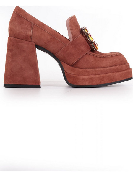 RAS Γόβες Suede με Χοντρό Ψηλό Τακούνι & Φιάπα Ταμπά 6858