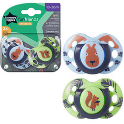 Tommee Tippee Fun Friends Ορθοδοντικές Πιπίλες Σιλικόνης 18-36m Blue Green 2τμχ