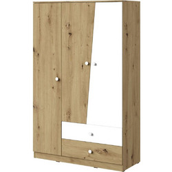 PoliHome Δίφυλλη Ντουλάπα Ρούχων Nero Φυσικό Χρώμα 120x50x191cm 162293389