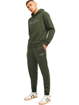 Jack & Jones Ανδρικό Παντελόνι Φόρμας με Λάστιχο Χακί 12264637