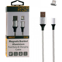 NSP NSC01 Braided Magnetic USB-A to Lightning Cable 1m White 5205308228551