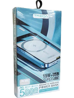 Treqa TR-966 Wireless Magsafe Power Bank 5000mAh 15W με Θύρα USB-A Quick Charge 3.0 & Power Delivery Black