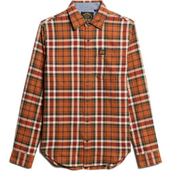 Superdry D2 Ovin Ανδρικό Πουκάμισο Βαμβακερό Καρό Μακρυμάνικο Κανονική Γραμμή Overshirt Καφέ M4010727A-C1Q