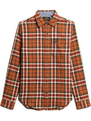 Superdry D2 Ovin Ανδρικό Πουκάμισο Βαμβακερό Καρό Μακρυμάνικο Κανονική Γραμμή Overshirt Καφέ M4010727A-C1Q