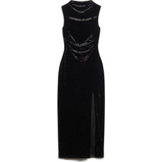 Superdry Midi Φόρεμα για Γάμο / Βάπτιση Βελούδινο Μαύρο W8011695A-02A