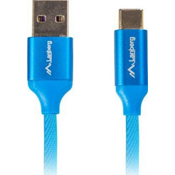 Lanberg Braided USB-A to USB-C 1m Blue CA-USBO-22CU-0010-BL