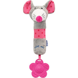 Baby Mix Pink Mice Υφασμάτινη Κουδουνίστρα Πίεσης για Νεογέννητα
