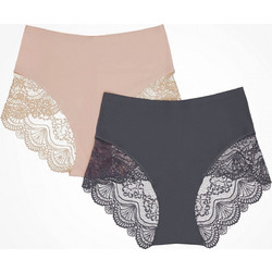Esotiq Ψηλόμεσα Γυναικεία Slip με Δαντέλα 2Pack 39339-K002
