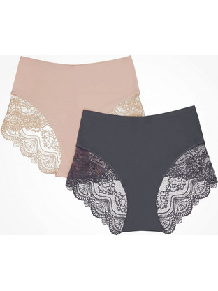 Esotiq Ψηλόμεσα Γυναικεία Slip με Δαντέλα 2Pack 39339-K002
