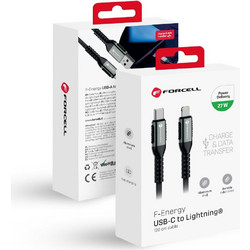 Forcell C259 Braided USB-C to Lightning Cable 27W 1.2m Black 5903396298226