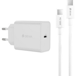 Devia Rocket Φορτιστής με Καλώδιο USB-C με Θύρα USB-C 45W Quick Charge 3.0 & Power Delivery White