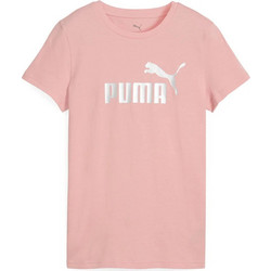 Puma ESS+ Metallic No.1 Logo Tee Γυναικείο Αθλητικό T-Shirt Σομόν 631536-18