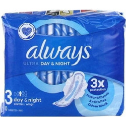 Always Ultra Day & Night Μέγεθος 3 Σερβιέτες με Φτερά για Αυξημένη Ροή 7τμχ