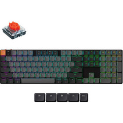 Keychron K5 V2 QMK Ασύρματο Μηχανικό Gaming Πληκτρολόγιο με Keychron Low Profile Red Διακόπτες RGB Black Grey