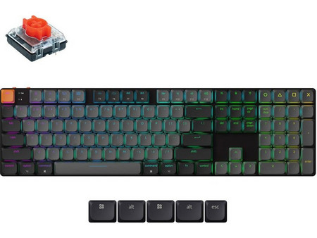Keychron K5 V2 QMK Ασύρματο Μηχανικό Gaming Πληκτρολόγιο με Keychron Low Profile Red Διακόπτες RGB Black Grey