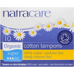 Natracare Organic Super Ταμπόν για Αυξημένη Ροή 3 Σταγόνες από 100% Βαμβάκι 10τμχ
