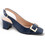Blondie Γόβες Slingback Δερμάτινες με Χοντρό Χαμηλό Τακούνι Navy Μπλε 1014