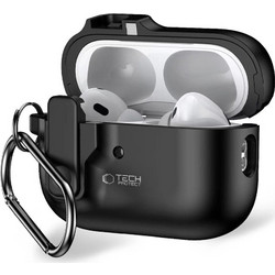 Tech-Protect Slim Hook Θήκη Σιλικόνης με Γάντζο για Apple AirPods Pro 1 / 2 Μαύρη