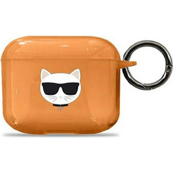 Karl Lagerfeld Choupette Θήκη Σιλικόνης με Γάντζο για Apple AirPods 3 Πορτοκαλί