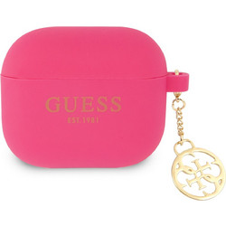 Guess Printed Gold Logo Θήκη Σιλικόνης για Apple AirPods 3 Φούξια