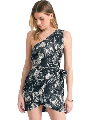 Funky Buddha Mini Καλοκαιρινό Φόρεμα για Γάμο / Βάπτιση Μαύρο FBL011-130-13