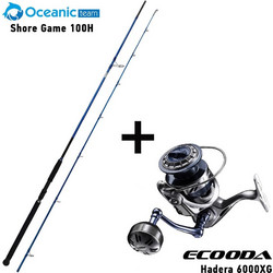 Oceanic Combo Team Game 100H + Ecooda Hadera 6000XG Σετ Καλάμι Ψαρέματος για Shore Jigging Carbon Δίσπαστο 3.05m με Μηχανισμό 60-150gr