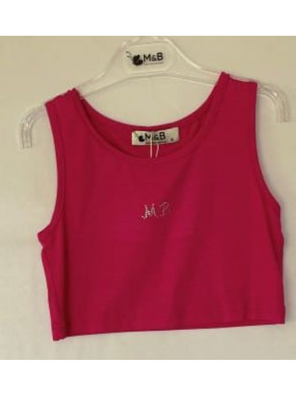 M&B Παιδικό Crop Top Αμάνικο Φούξια 3021