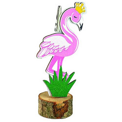 Μπομπονιέρα Βάπτισης Χαρτοστάτης Flamingo από Ξύλο 12τμχ