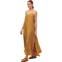 Namaste Maxi Καλοκαιρινό Καθημερινό Φόρεμα Ταμπά SS0825041