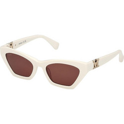 Max Mara MM0057 21E Γυναικεία Γυαλιά Ηλίου Cat Eye Κοκάλινα Λευκά με Καφέ Φακό