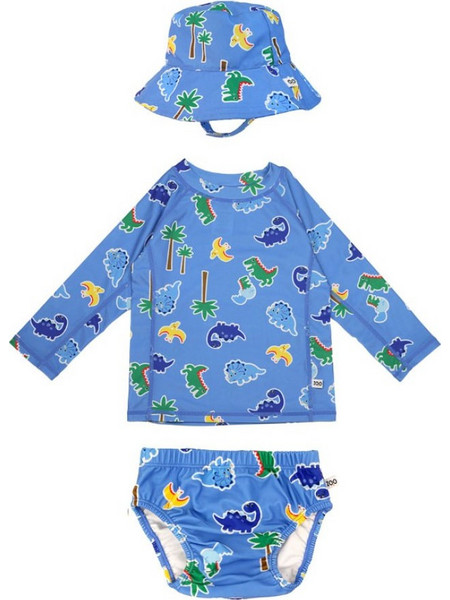 Zoocchini Devin the Dino & Friends Σετ Αντηλιακό UV Βρεφικό Μαγιό Πάνα Σετ με Μπλούζα για Αγόρι Μπλε ZOO16013